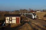 MRB Triebwagenzug 1440 331 im Sonnenschein als RE3 auf dem Weg nach Dresden. Aufgenommen am 12.03.2018 in Jößnitz