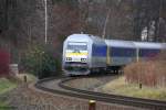 Und nochmal eine Rückansicht der schiebenden MRB 223 144, kurz vor erreichen des ersten Haltes im Bahnhof Burgstädt, auf den Weg nach Leipzig, 14.12.2015.