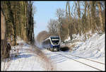 Nach ein paar Tagen witterungsbedingter Betriebsruhe war die Nordwestbahn am 12.2.2021 wieder auf dem Haller Willem zwischen Osnabrück und Bielefeld unterwegs.