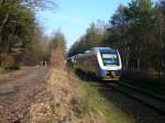 Eine NordWestBahn Lint 41 Doppeltraktion fhrt am 25.1.2009 als NWB 81315 von Osnabrck Hbf nach Wilhelmshaven. Aufgenommen kurz vor der Einfahrt in Sandkrug.