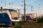 ET 440 336 der Nordwestbahn am 27. August 2011 in der Abstellanlage von Oldenburg(Oldb). Der Triebwagen hatte am Abend zuvor mit einem Baum Bekanntschaft gemacht. 