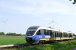 Die NordWestBahn 75388 von Coesfeld nach Dorsten hier kurz vor dem Bahnhof Reken. Alle 643 haben LED´s erhalten auch der 643 342. 13.05.2016