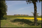 Aus dem Teutoburger Wald heraus rollt am 13.05.2016 um 09.52 Uhr dieser Talent über die Rampe talwärts zum Bahnhof Wellendorf.