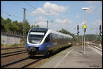 VT 643305 der Nordwestbahn fährt hier am 06.09.2016 um 14.10 Uhr auf dem Weg nach Paderborn in Brackwede ein.