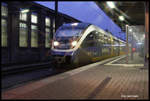 VT 643307 der Nordwestbahn steht am 19.12.2016 um 08.00 Uhr abfahrbereit nach Bielefeld auf Gleis 5 im HBF Paderborn.