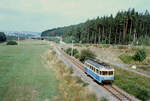 Esslinger T5 zwischen DB-Bahnhof Trossingen und Bahnhof Trossingen-Stadt.
Datum: 01.09.1983 