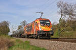 WIR BRENNEN FÜR DAS WAS WIR TUN - Lokomotive 182 572-8 mit Güterzug am 29.03.2017 in Lintorf.