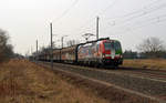 193 640 der TX schleppte am 17.02.18 den Papierzug nach Rostock durch Brehna Richtung Bitterfeld.