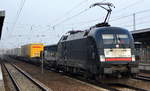 TX Logistik AG mit der MRCE Dispo   ES 64 U2-022  [NVR-Number: 91 80 6182 522-3 D-DISPO] und KLV Zug ab Rostock am 23.01.19 Bf.