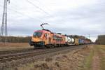 TX Logistik Siemens 182 572-8 Wir brennen für das was wir tun mit KLV am 08.02.19 in Mainz Bischofsheim Netztrennstelle 