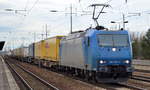 TX Logistik AG, Bad Honnef [D] mit der Alpha Trains  185 529-5  (NVR-Nummer: 91 80 6185 529-5 D-ATLU] und Taschenwagenzug aus Verona Richtung Rostock am 14.01.20 Bf. Flughafen Berlin Schönefeld.