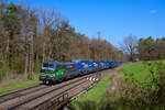 193 277 ELL/TXL  We love to Connect  mit einem LKW-Walter KLV-Zug bei Burgthann Richtung Passau, 23.04.2021