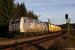 TX Logistik 185 540 mit Werbung Kassel Huskies vor Ganzzug Autotransport ARS Altmann Richtung Nrnberg, KBS 880 Passau - Nrnberg, fotografiert bei Darshofen am 29.10.2010 