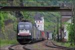 ES64U2-099 und 189.096 (kalt) brachten am 14.05.13 einen KLV Zug durch St.Goarshausen Richtung Wellmich.