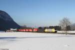 189 995 + 189 998 mit Klv Zug am 12.02.2015 bei Niederaudorf.