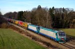 Inzwischen leider Geschichte sind die Einsätze der FS Trenitalia Baureihe 412 in Deutschland. Am 18. Dezember 2013 konnte dieses Tandem mit einem TXL KLV Richtung Brenner bei Gutmart fotografiert werden. Es führte 412 004. 