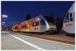 Der VT 123 der vectus Verkehrsgesellschaft mbH (ein Stadler GTW 2/6), ex HLB VT 123, ist am 16.12.2013 zur Nachtruhe im Bahnhof Westerburg abgestellt. 

Der Stadler GTW 2/6 bestehend aus den NVR-Nummern 95 80 0946 423-0, 95 80 0646 423-3 und 95 80 0946 923-9 D-VCT, er wurde 2000 von DWA (Deutsche Waggonbau AG, heute Bombardier) unter der Fabriknummer 526/005 gebaut.