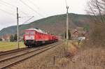 WFL Zug mit 232 283-2, 203 120-1, 203 114-4 und Schub 232 141-2 am 07.03.17 in Remschütz.