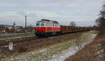 WFL 232 233 mit beladenen Holzzug bei Dreitzsch auf dem Weg Richtung Saalfeld.