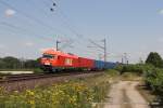 Lok 23 (Westflische Landes-Eisenbahn) mit einem Containerzug in Burgstemmen, 23. Juli 2014