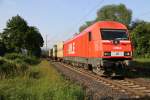 Die 223 056-3 (WLE 22) kam am 09.06.2014 mit dem Warsteiner-Zug in Richtung Süden durch Wehretal-Reichensachsen.