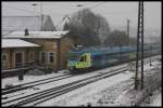 Ausfahrt der Westfalenbahn ET 016 am 24.1.2015 um 10.29 Uhr aus dem Bahnhof Natrup-Hagen nach Osnabrück.