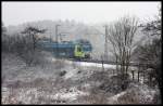 Westfalenbahn ET 018 am 24.1.2015 um 11.31 Uhr in Lengerich - Schollbruch auf dem Weg nach Osnabrück.