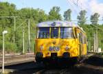 Ein MAN Schienenbus 808 von RWE Power steht mit Motor an in Bergheim.