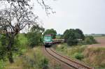 V300 001 -SAGO51- ex 232 404 mit Leerzug 66235 von Erzbunker zum Verladebahnhof Kayna am 17.09.2012 bei Frankenau