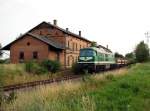 232 155 (V300 005) der Wismut mit G 66230 in Lumpzig (25.07.2006)