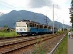 Triebwagen 10 und 11 fahren schnell nach Garmisch zwischen den Haltestellen Kreuzeck-Alpispitzbahn und hausbergbahn.