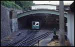 Blick am 20.6.1993 morgens um 6.30 Uhr in die Halle der Talstation der Drachenfelsbahn in Königswinter.