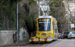 Die Alte Weinsteige hinab - 

... rollt die Stadler-Zahnradbahn mit ihrem Fahrradwagen. Standort unterhalb der Haltestelle Wielandstraße.

Stuttgart, 24.02.2024 (M)