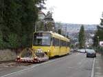 SSB DT8 Wagen 1002 als Zacke (Zahnradbahn) auf der Linie 10 in Stuttgart am 13.02.16