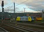 ER 20-007 vom Stahlwerk Th�ringen rangiert �ber den Rbf Saalfeld. ...