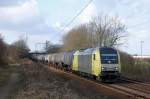 ER20 003 mit einem Kesselwagenzug in Ahlten am 2.3.10.  ...