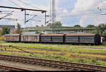 Während der einen Stunde Aufenthalt im Bahnhof Padborg st (DK) auf der Bahnstrecke Fredericia–Flensburg (KBS 65 (DSB)) war leider so gut wie nichts los. Daher widmete ich mich (dauerhaft) abgestellten Fahrzeugen:
Blick auf vier Schiebewandwagen, darunter zwei der Gattung  Hbis  (25 82 225 0 018-7 CFL | 21 82 225 0 021-5 CFL) der CFL Cargo (links).
Aufgenommen von Bahnsteig 1/2.
[3.8.2019 | 11:38 Uhr]