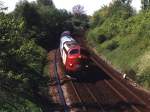 NOHAB 90 86 00-21 105-0 und MY 1126 mit Sonderzug Aalborg-Randers bei Randers am 15-5-1999.