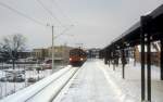 DSB S-Bahn im Januar 1979: Ein Zug der Linie H kommt im S-Bf Bagsvrd an.