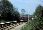 DSB S-Bahn Kopenhagen im Mai 1978: Abgestellte S-Bahngarnituren warten auf die HVZ, damit sie wieder die Fahrgäste zwischen den Bahnhöfen Frederiksberg und Hellerup (Linie Fx) befördern