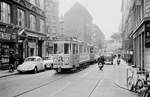 København / Kopenhagen Københavns Sporveje SL 10 (Tw 610 + Bw 15xx) Vesterbro, Abel Cathrines Gade im Oktober 1968.