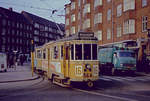 København / Kopenhagen Københavns Sporveje SL 16 (Tw 564 + Bw 15xx) Valby, Vigerslev Allé / Toftegaards Plads am 4. März 1969. - Scan eines Farbnegativs. Film: Kodak Kodacolor X.