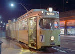 København / Kopenhagen Københavns Sporveje SL 7 (DÜWAG/Kiepe-GT6 867) Nørrebro, Lundtoftegade / Nørrebrogade / Nørrebro Station (: S-Bahnhof Nørrebro) am Abend des 24. April 1971, des letzten Betriebstags der Linie. - Scan eines Farbnegativs. Film: Kodak Kodacolor X.