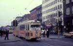 København / Kopenhagen Københavns Sporveje SL 5 (DÜWAG-GT6 867) Nørreport station / Nørre Voldgade / Fiolstræde im Januar 1970.