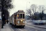 København / Kopenhagen Københavns Sporveje SL 6 (Grossraumtriebwagen 573) Christiansborg Slotsplads / Højbro im Oktober 1968.