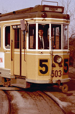 København / Kopenhagen Københavns Sporveje SL 5 (Tw 503) København S, Sundbyøster, Formosavej im April 1968.