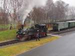 D�llnitzbahn 99 1574-5 beim umsetzen nach der Ankunft mit der ...