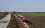 218 329-1 zieht am 2.04.2010 bei Niendorf (Fehmarn) RE 21920 ...