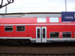 Doppelstock-Zwischenwagen Details eines 50 80 25-04 153-6 DBuza Doppelstock Zwischenwagens 25.10.2009 in Leipzig Leutzsch