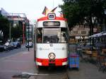 Ein ehemaliger DUEWAG-GT8 der Dortmunder Stadtwerke steht als Teil eines ...